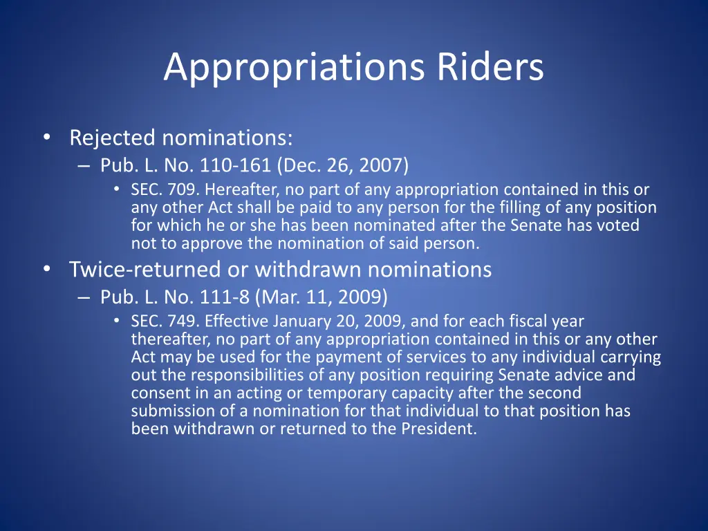 appropriations riders