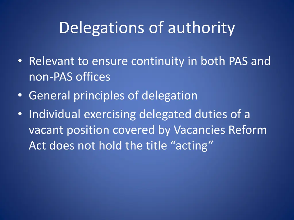 delegations of authority