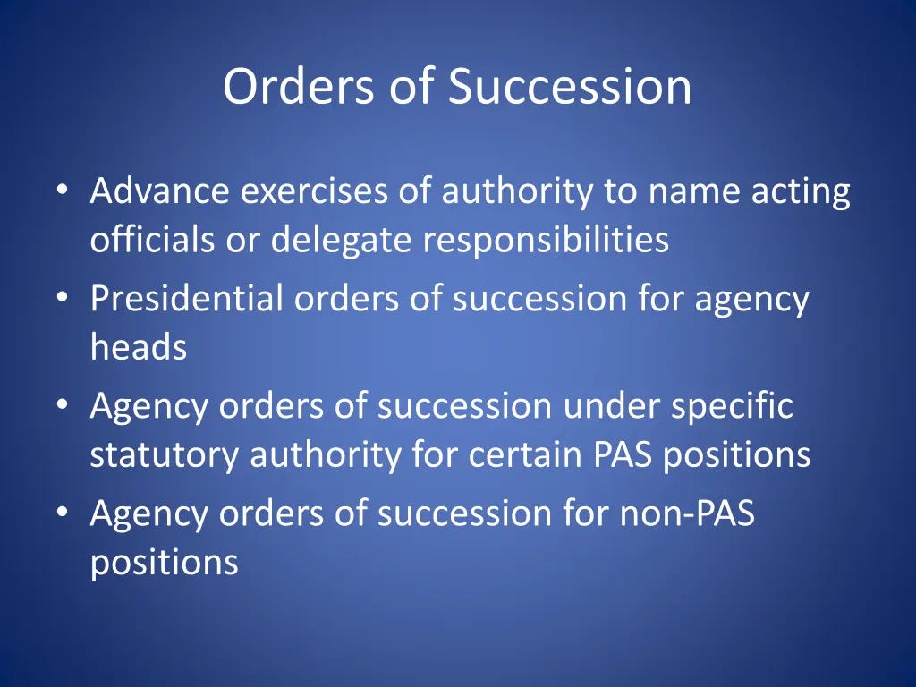 orders of succession