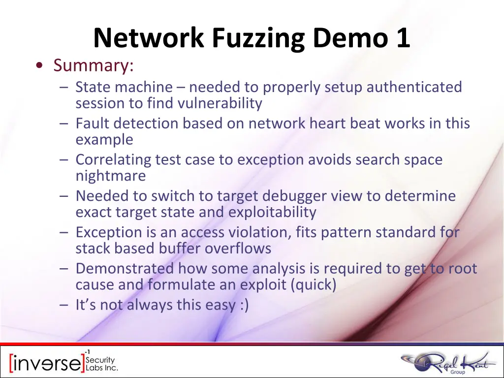 network fuzzing demo 1 summary state machine