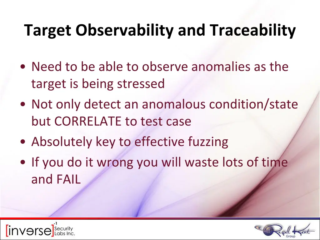 target observability and traceability