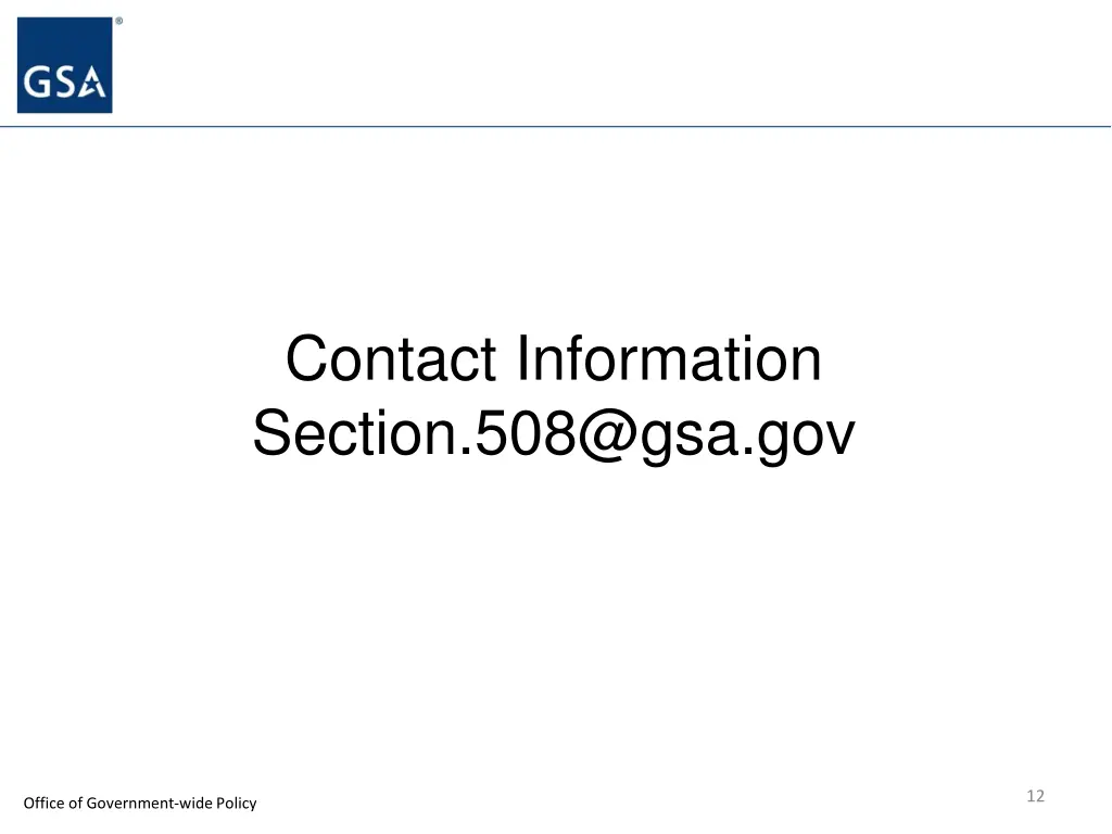 contact information section 508@gsa gov