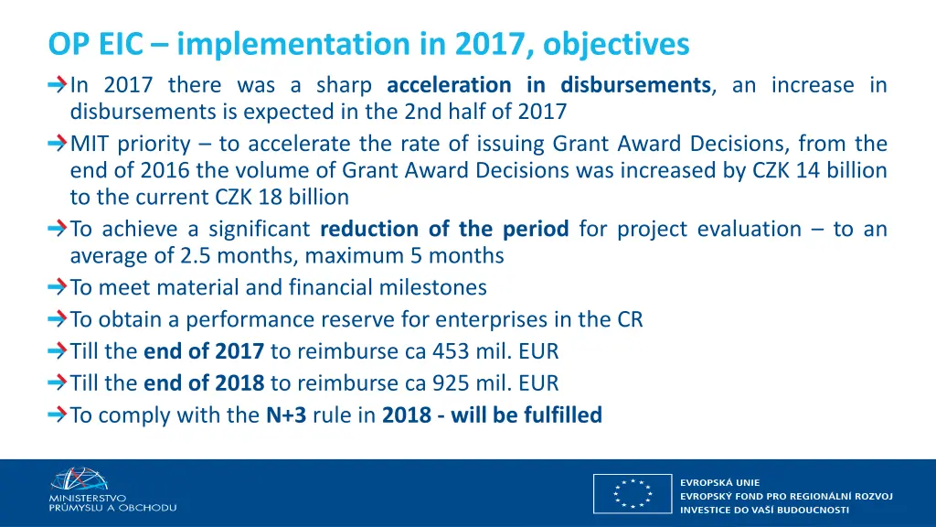 op eic implementation in 2017 objectives