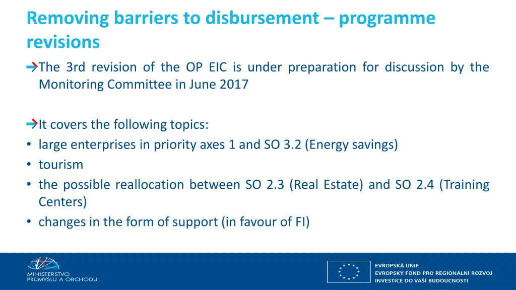 removing barriers to disbursement programme