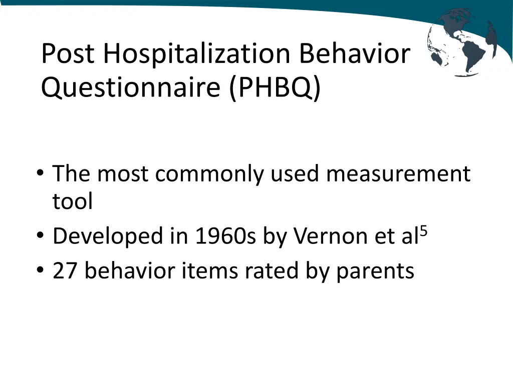 post hospitalization behavior questionnaire phbq