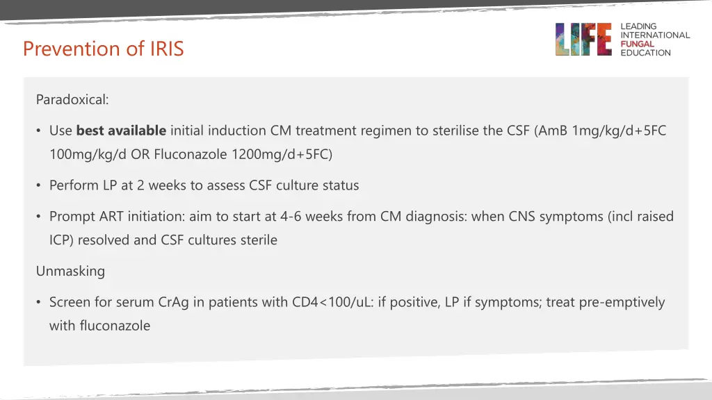 prevention of iris