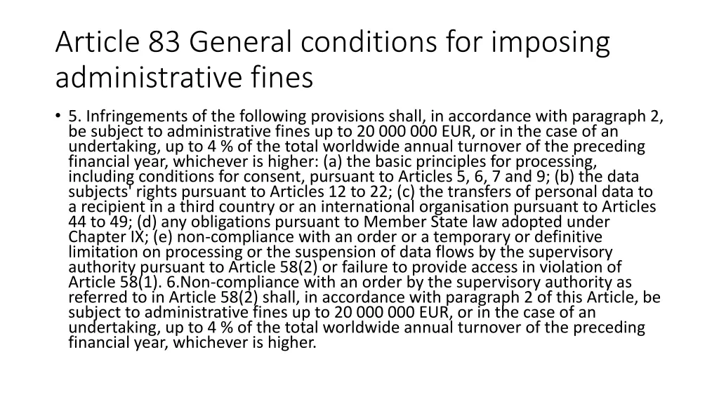 article 83 general conditions for imposing