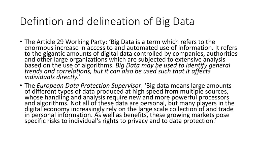 defintion and delineation of big data 1