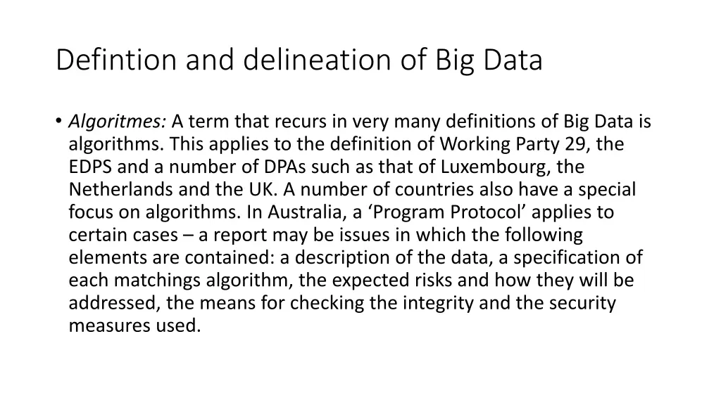 defintion and delineation of big data 8