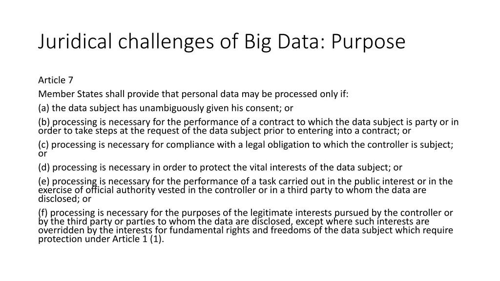 juridical challenges of big data purpose 1