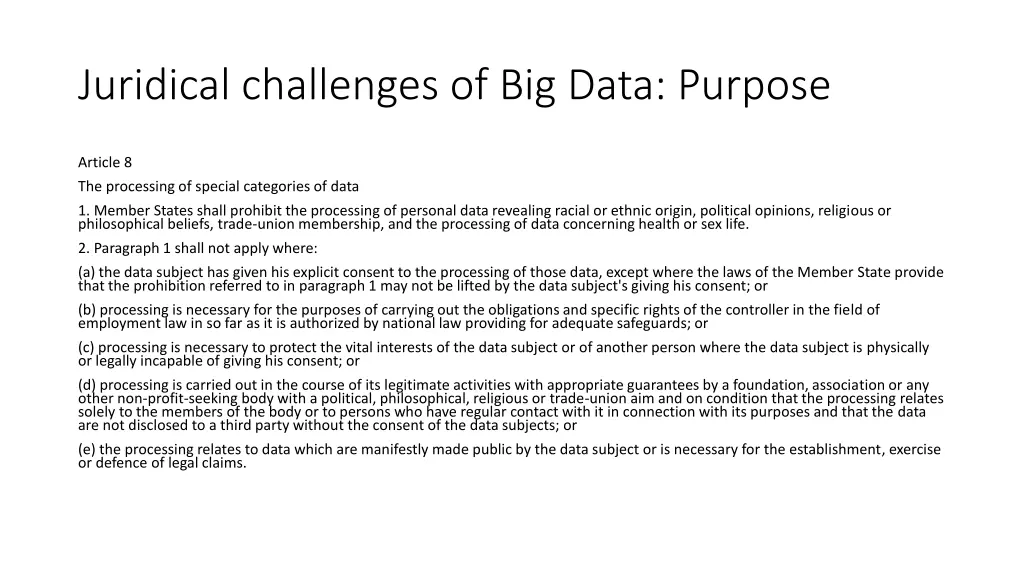 juridical challenges of big data purpose 2