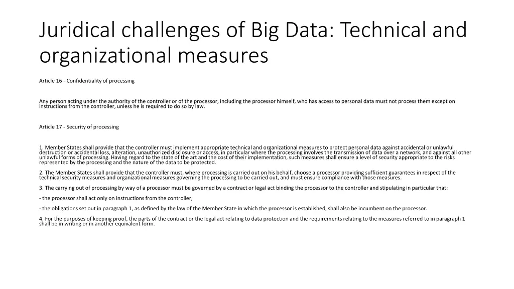 juridical challenges of big data technical