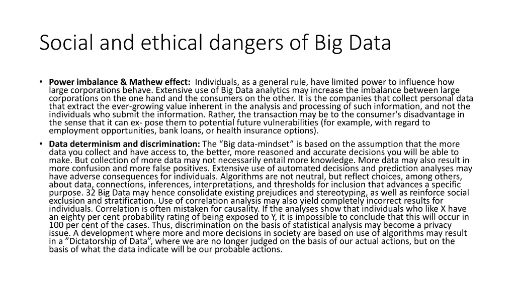 social and ethical dangers of big data