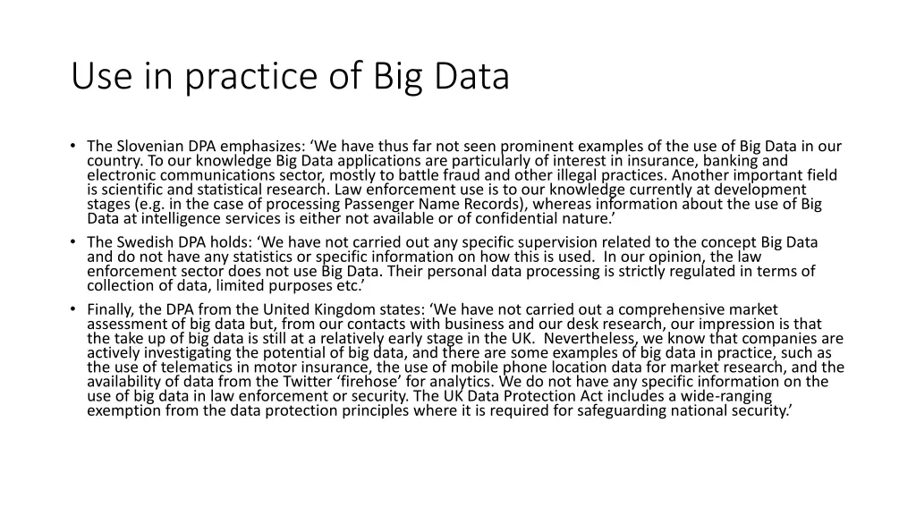 use in practice of big data 2