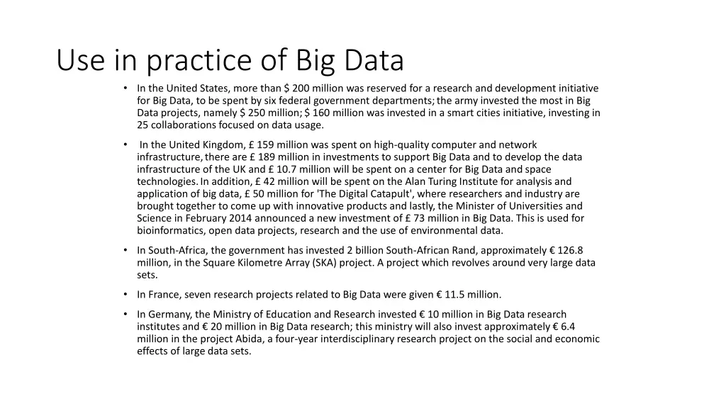 use in practice of big data in the united states