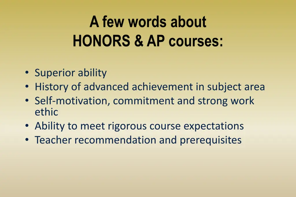 a few words about honors ap courses