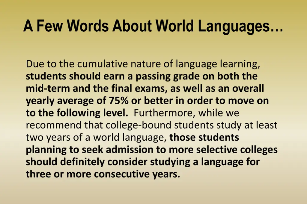 a few words about world languages