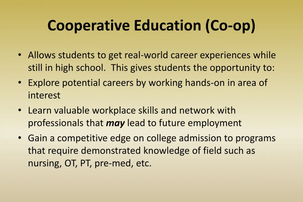 cooperative education co op