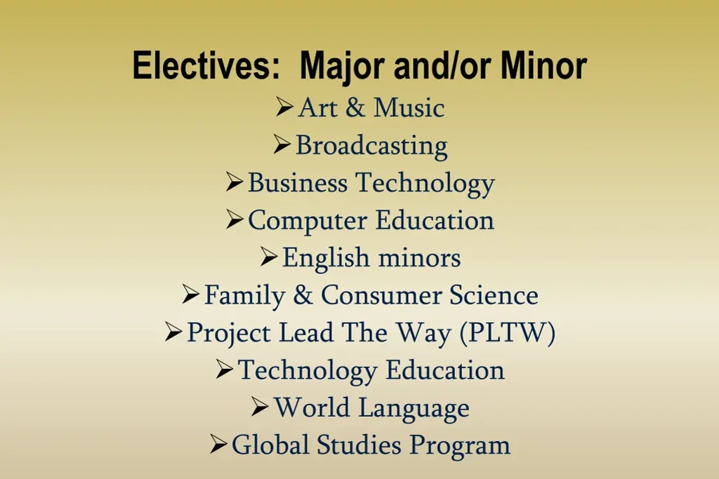 electives major and or minor art music