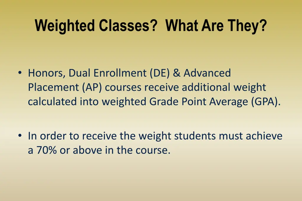 weighted classes what are they