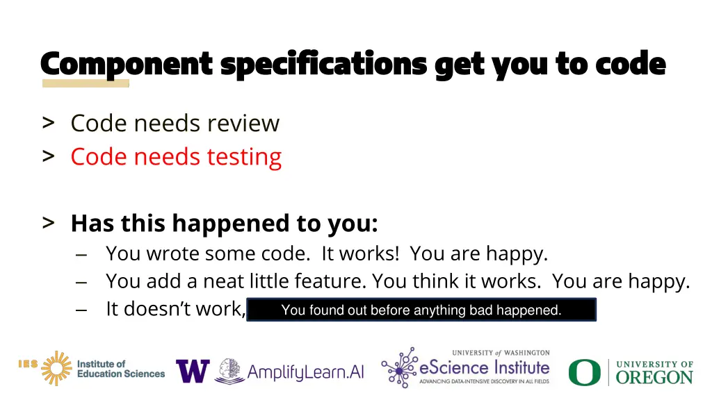 component specifications get you to code 1