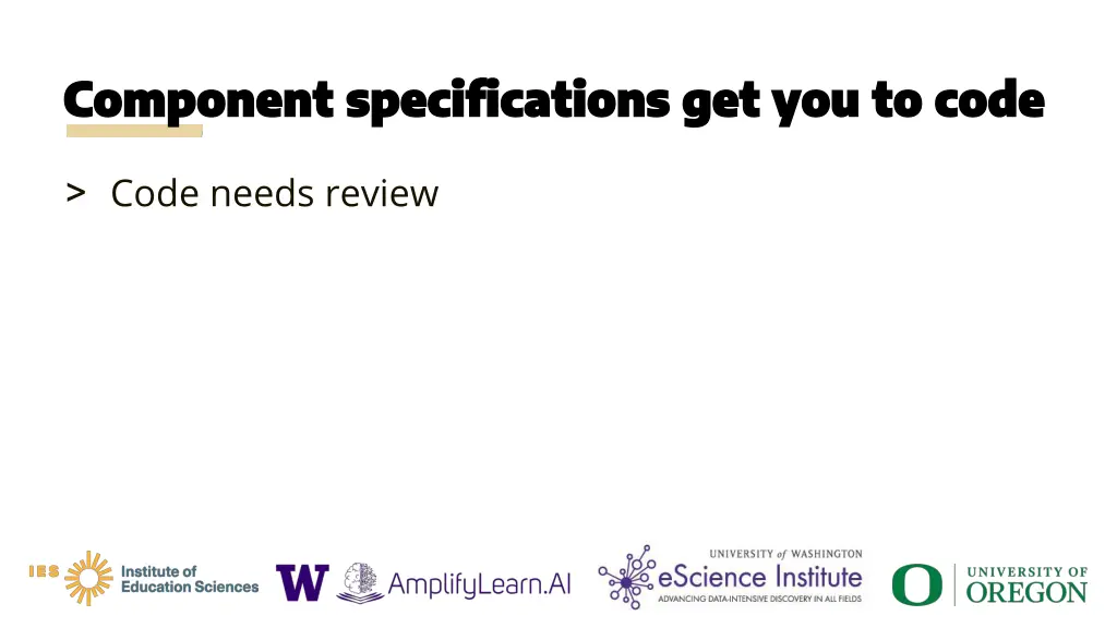 component specifications get you to code