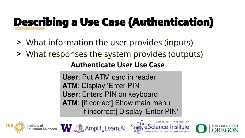 describing a use case authentication describing