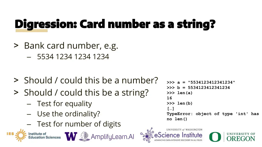 digression card number as a string digression