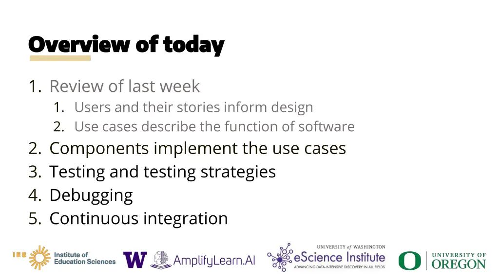 overview of today overview of today