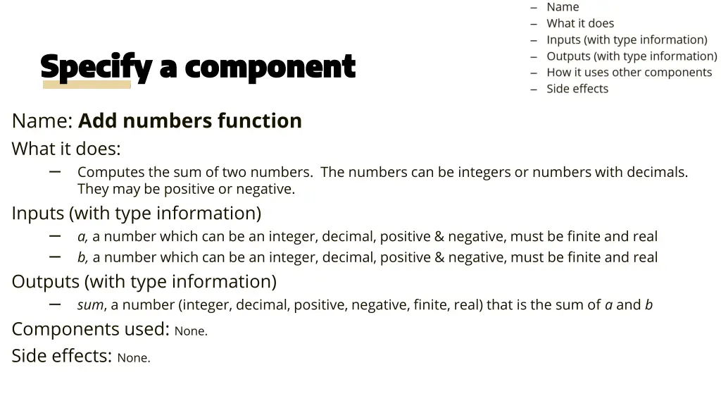 specify a component specify a component