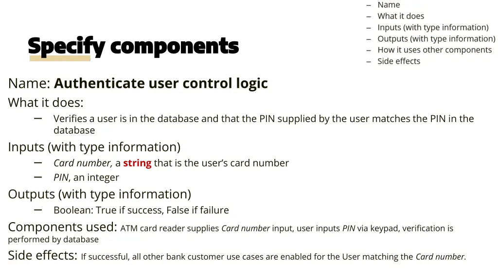 specify components specify components 1