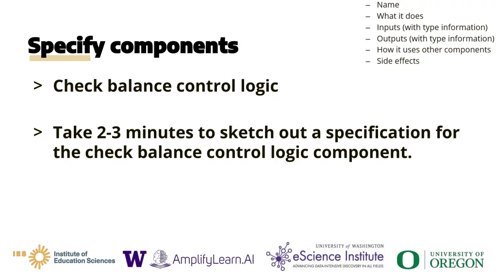 specify components specify components 2