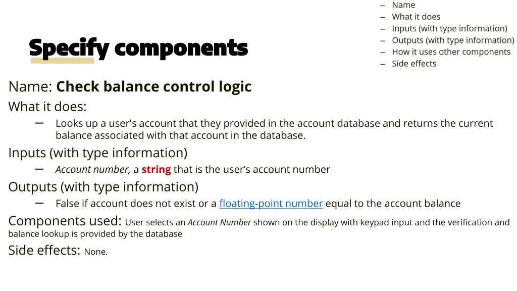 specify components specify components 3