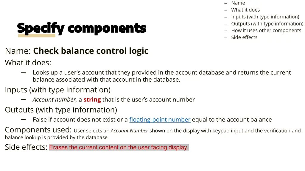 specify components specify components 4