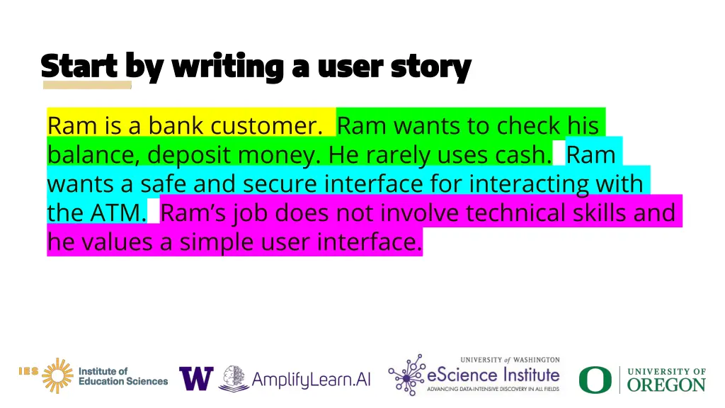 start by writing a user story start by writing 1