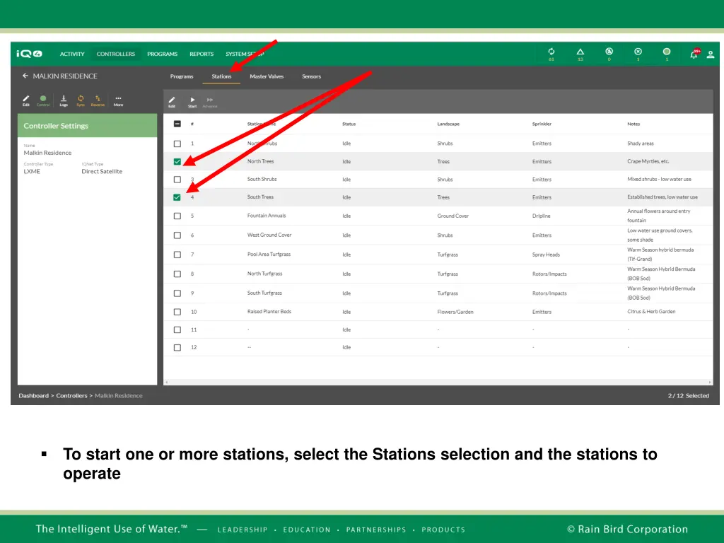 to start one or more stations select the stations