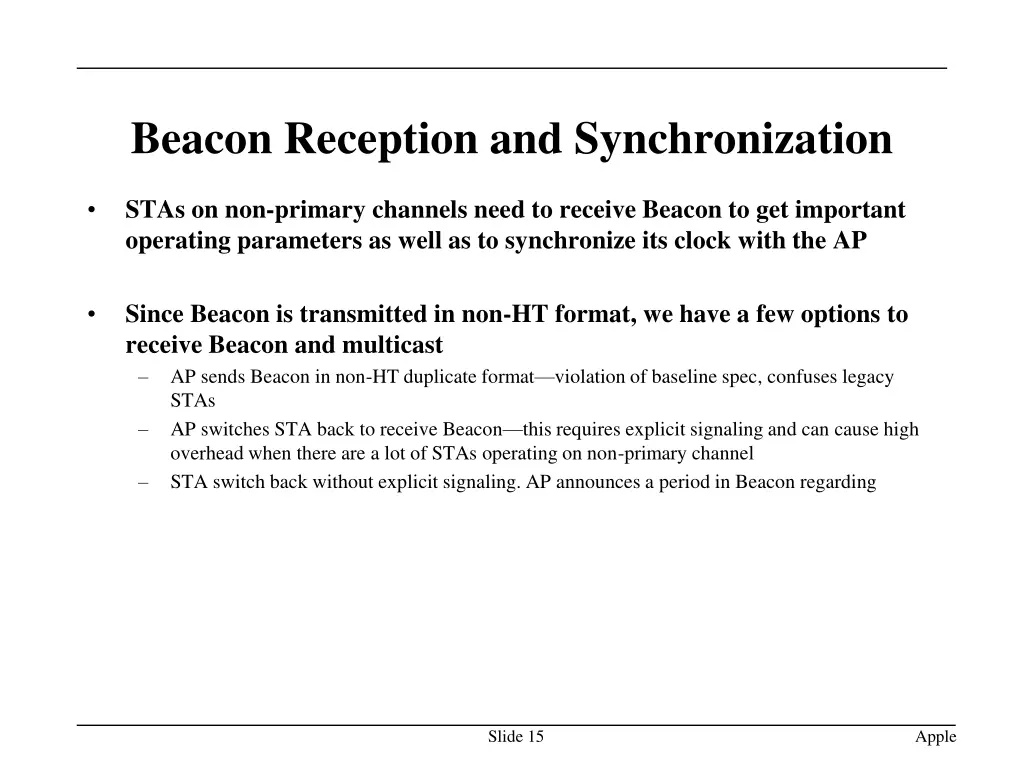 beacon reception and synchronization