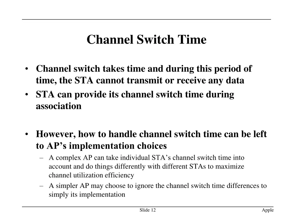 channel switch time