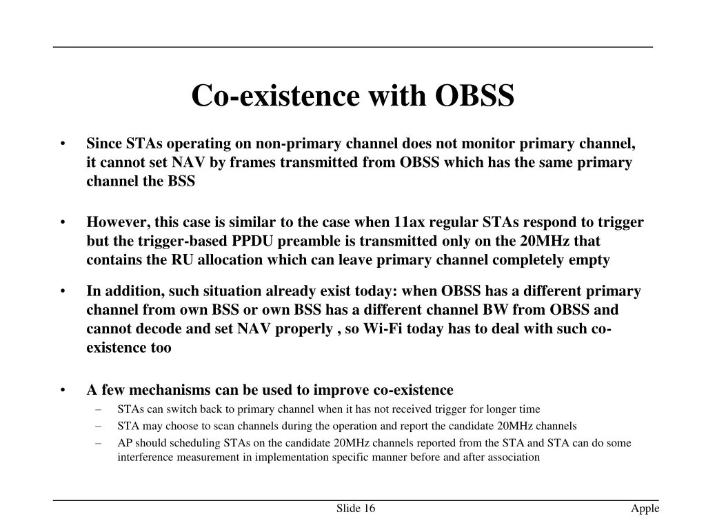 co existence with obss