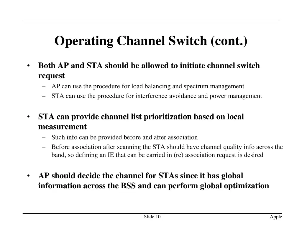 operating channel switch cont