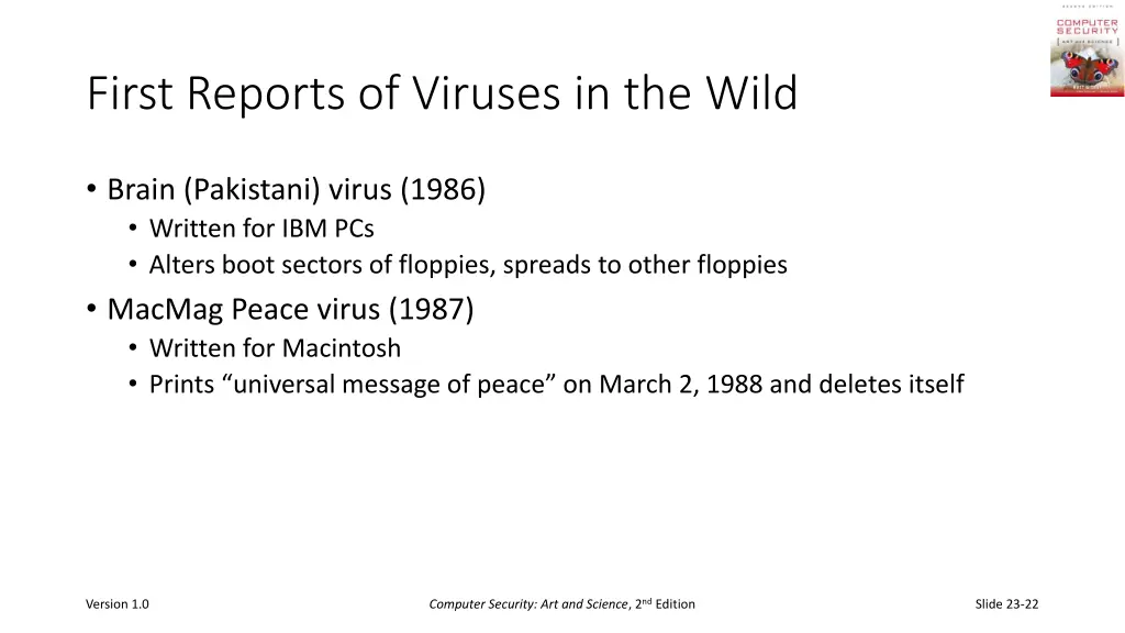 first reports of viruses in the wild