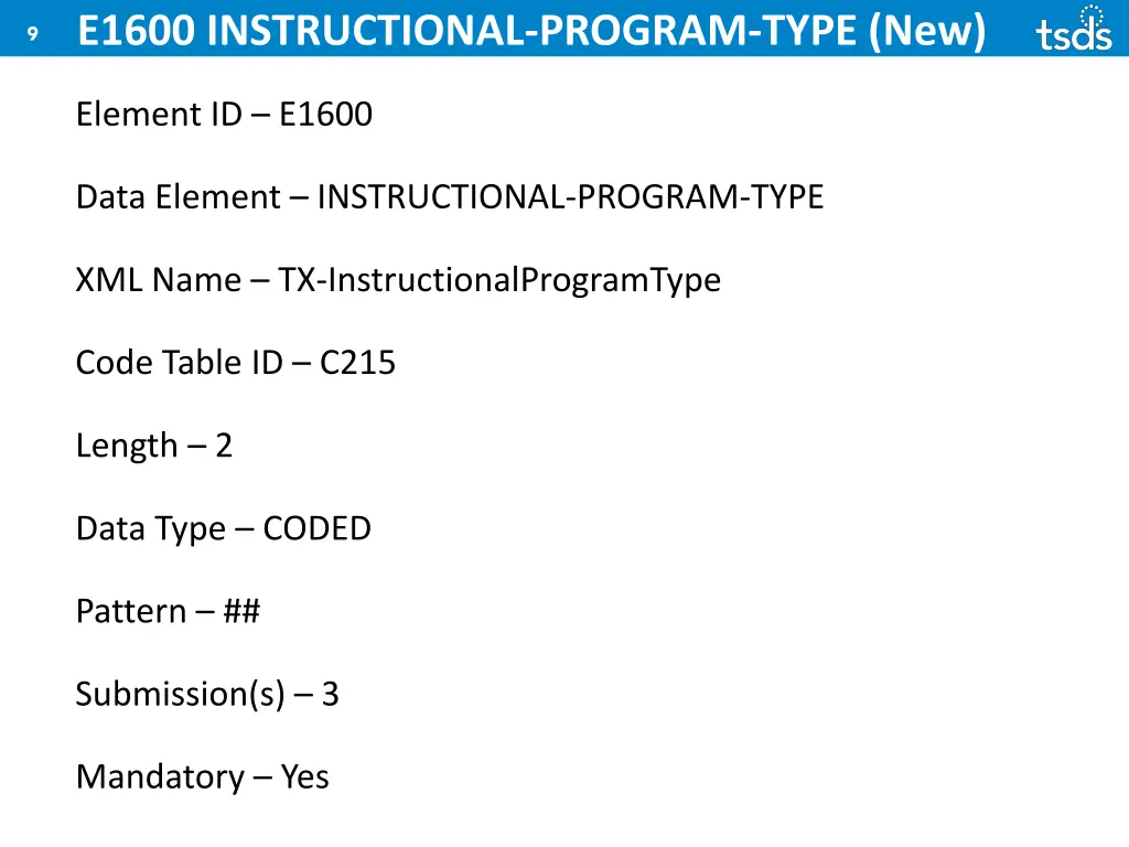 e1600 instructional program type new 1