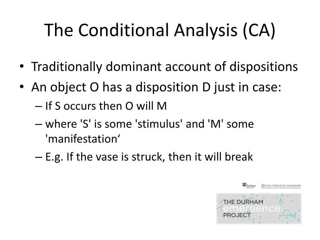 the conditional analysis ca 2