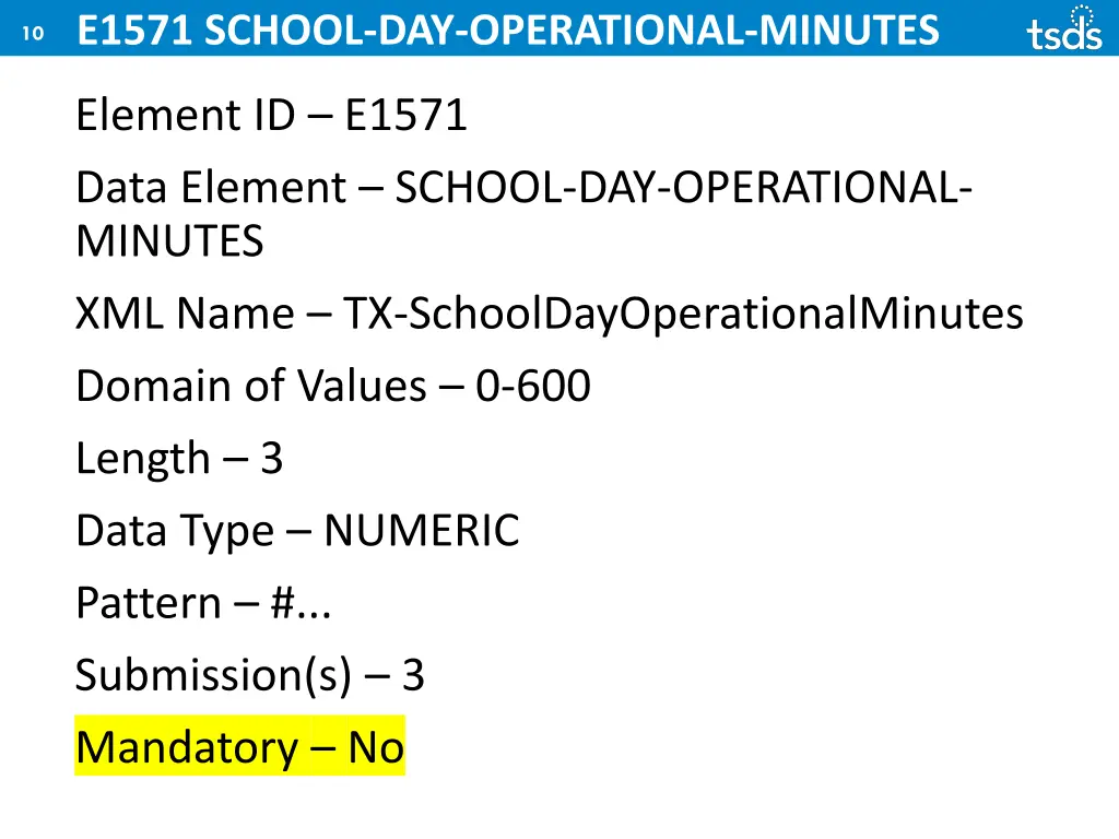 e1571 school day operational minutes