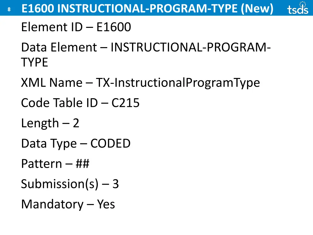 e1600 instructional program type new 1