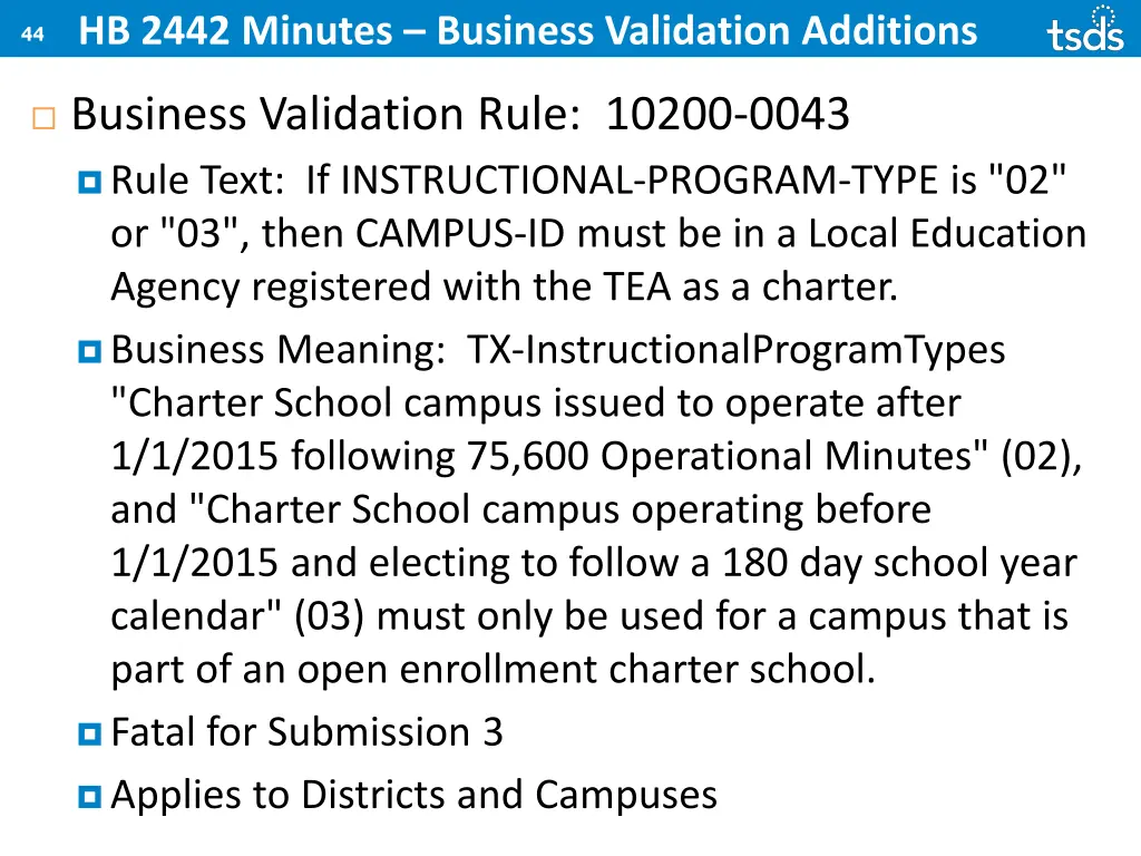 hb 2442 minutes business validation additions 6