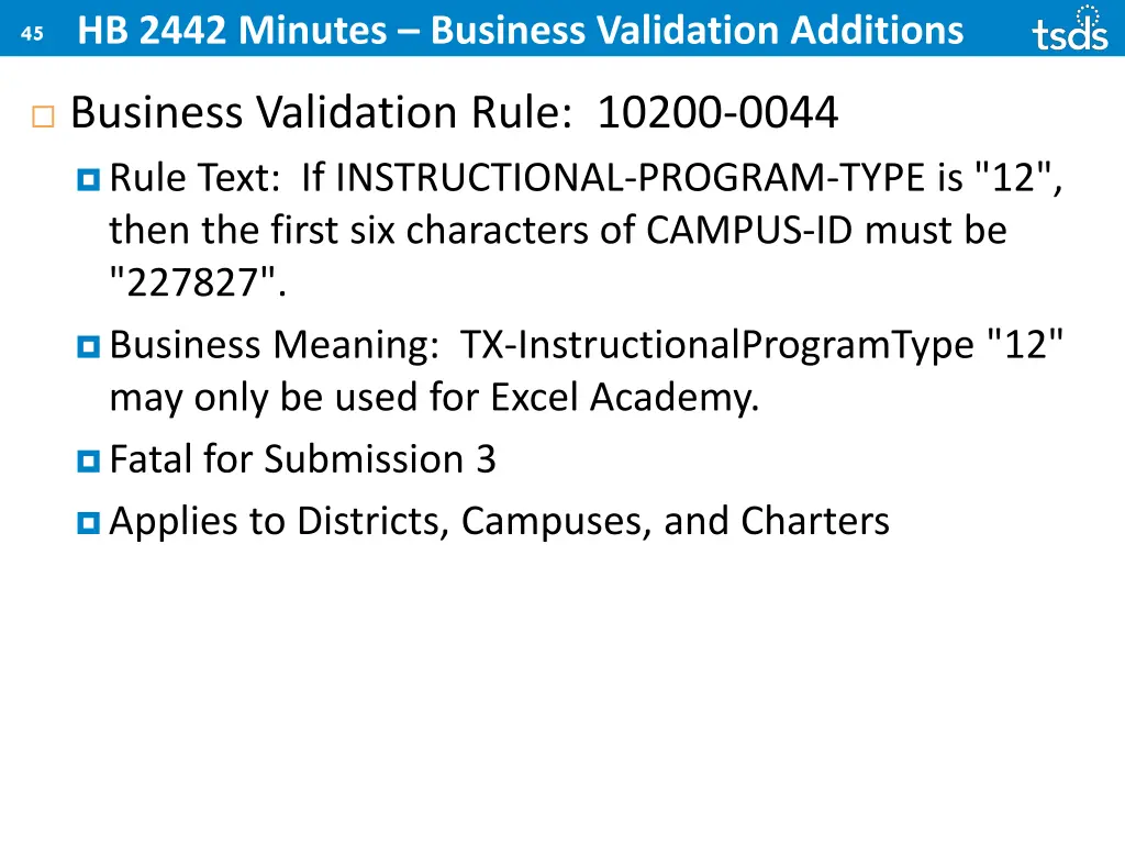 hb 2442 minutes business validation additions 7