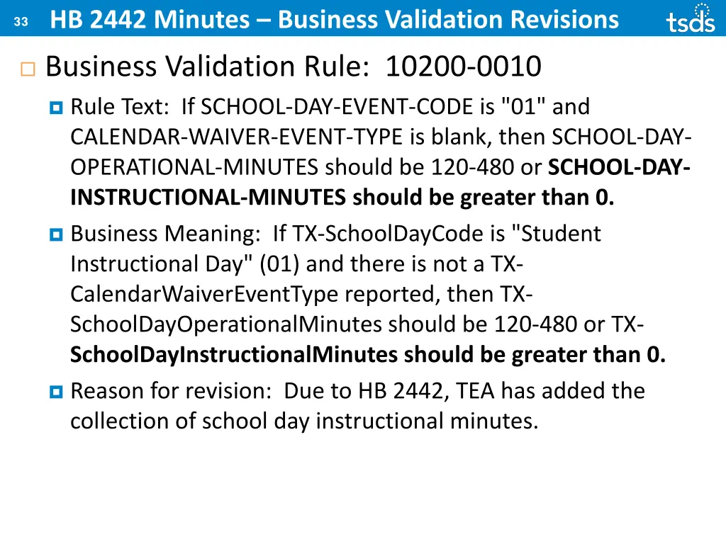 hb 2442 minutes business validation revisions