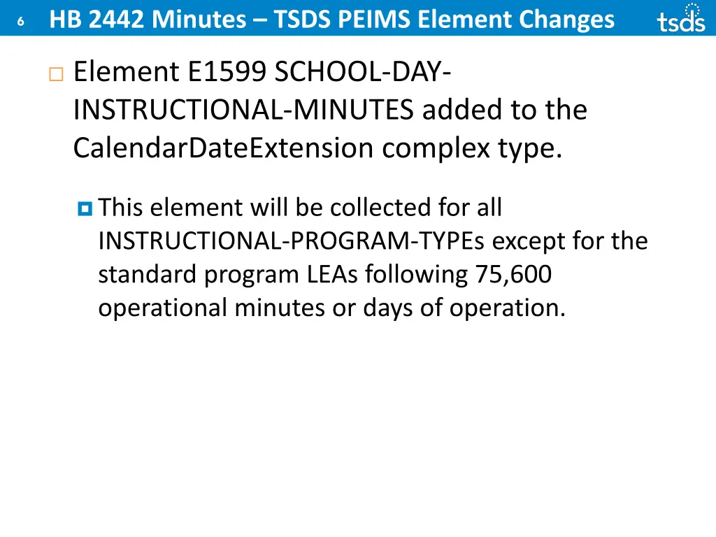 hb 2442 minutes tsds peims element changes 1