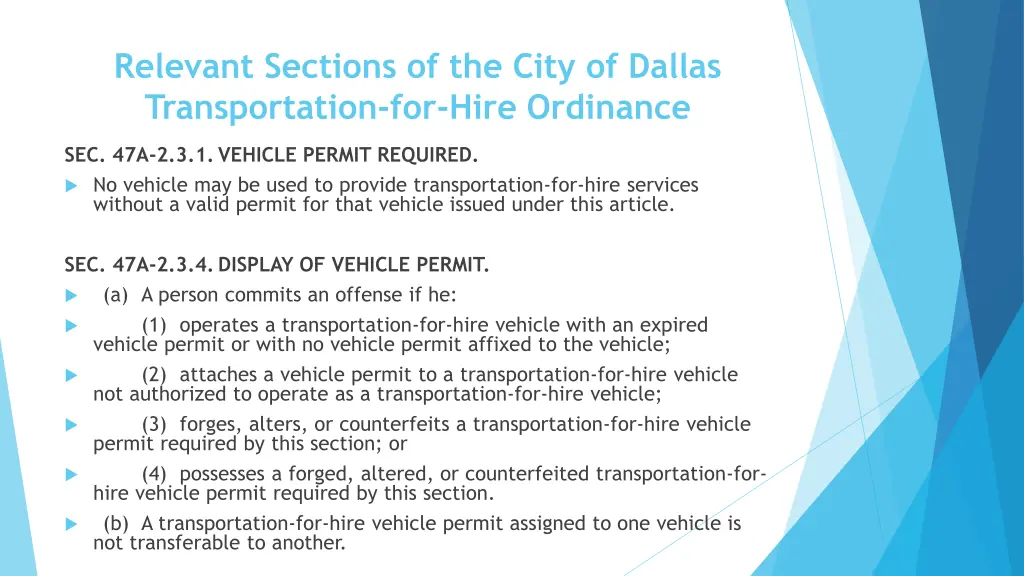 relevant sections of the city of dallas